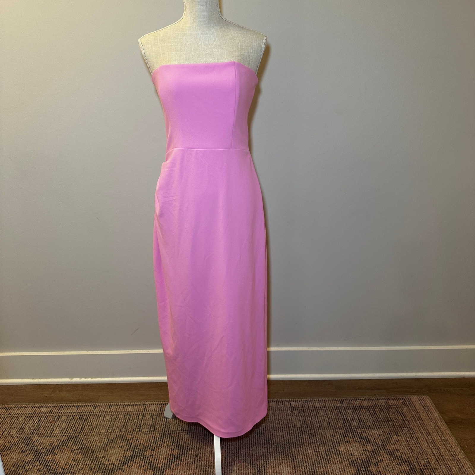 Effie Kats Sierra Pink Strapless Ruched Midi Dress Nwt Large Cocktail Formal — image 2 of 8
